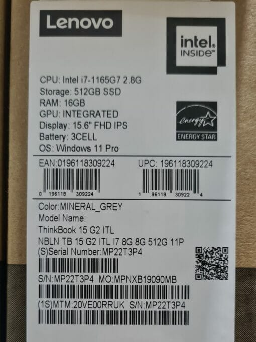 Lenovo ThinkBook 15 G2 15.6" i7 11th gen SSD 512GB RAM 16GB new laptop SKU7469 - Image 9