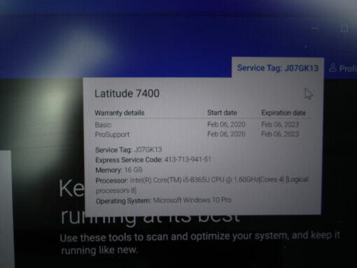 Dell Latitude 7400 Carbon 14" i5 8th gen SSD 256 GB RAM 16GB Grade A 7338 - Image 13