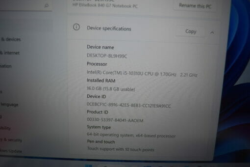 HP Elitebook 840 G7 Touch 14" i5 10th Gen