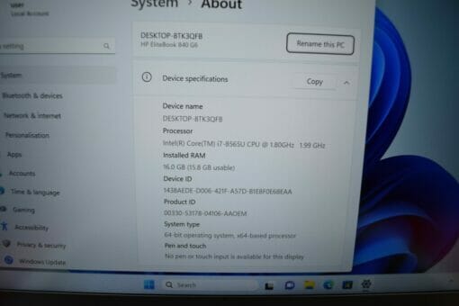 HP Elitebook 840 G6 14" i7 8th Gen RAM