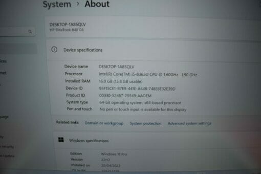 HP Elitebook 840 G6 14" i5 8th Gen RAM 16GB SSD 512GB