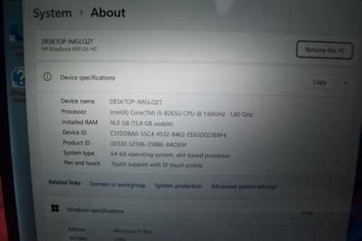 HP Elitebook 840 G6 14" i5 8th Gen RAM 16GB SSD 512GB