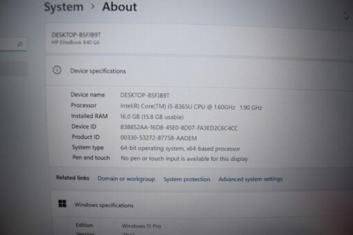HP Elitebook 840 G6 14" i5 8th Gen RAM 16GB SSD 512GB