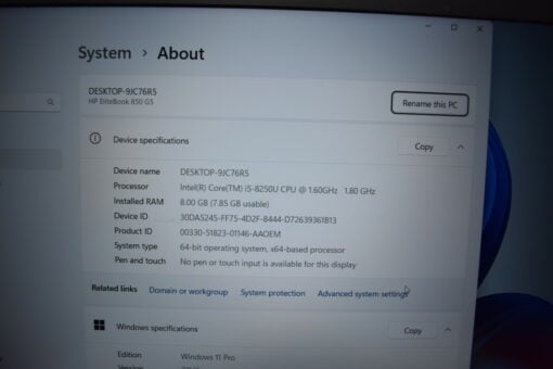 HP Elitebook 850 G5 15.6" i5 8th Gen SSD 256GB RAM 8GB Grade B 11374 - Image 11