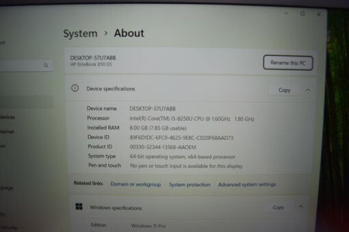 HP Elitebook 850 G5 15.6" i5 8th Gen SSD 256GB RAM 8GB Grade A- 11380 - Image 11