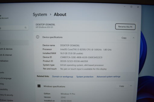 HP Elitebook 850 G5 15.6" i5 8th Gen SSD 512GB RAM 16GB Grade A- 11371 - Image 12