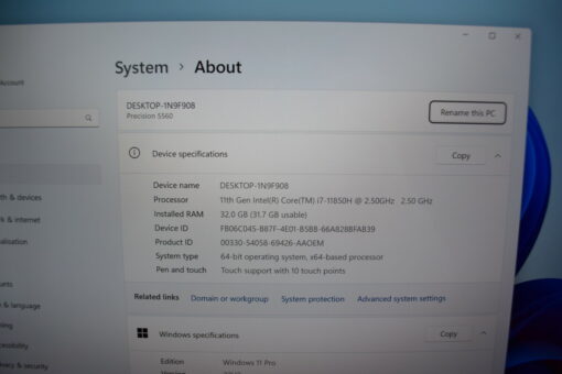 Dell Precision 5560 15.6" Touch  i7-11th gen SSD 1TB RAM 32GB NVIDIA Grade A- SKU11404 - Image 13