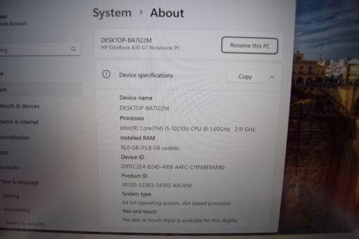 HP Elitebook 830 G7 13.3" i5 10th Gen RAM 16GB SSD 256GB GradeB laptop SKU11361 - Image 11