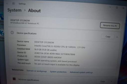 HP Elitebook 840 G7 14" i5 10th Gen SSD 512GB RAM 16GB Grade B+ 11378 - Image 11