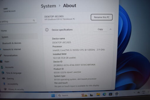 HP Elitebook 830 G7 13.3" i5 10th Gen RAM 16GB SSD 256GB GradeB- laptop SKU11358 - Image 11