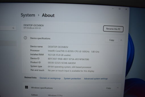 HP Elitebook 850 G5 15.6" i5 8th Gen SSD 512GB RAM 16GB Grade A- 11369 - Image 13