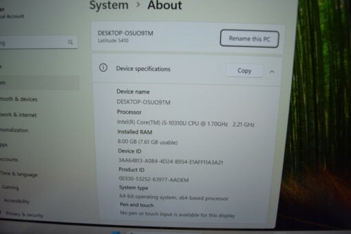 Dell Latitude 5410 14" i5 10th gen SSD 256GB RAM 8GB warranty GradeB- laptop SKU11349 - Image 11