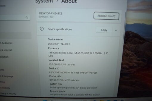 DELL Latitude 7320 13.3" i5 11th Gen 256GB SSD 16GB RAM Grade B+ Laptop SKU11405 - Image 14