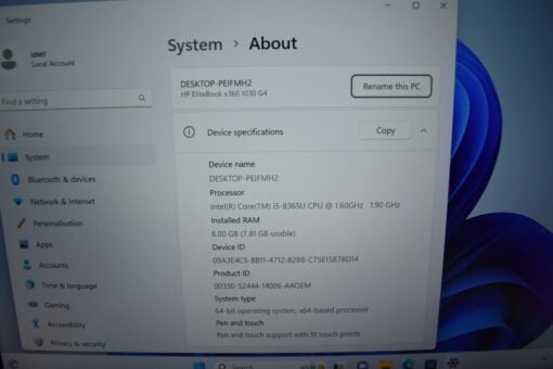 HP Elitebook 1030 x360 Touch G4 i5 8th SSD256GB RAM8GB warranty Grade B+ SKU11415 - Image 11