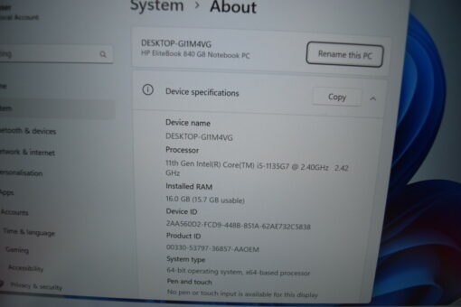 HP Elitebook 840 G8 14" i5 11th gen RAM 16GB SSD 512GB warranty GradeB SKU11430 - Image 11
