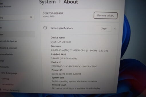 Dell Vostro 5490 14'' i7 10th gen 512 GB SSD 24 GB RAM NVIDIA GradeB- laptop SKU11445 - Image 11