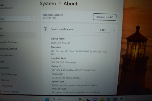 DELL Latitude 7320 13.3" i5 11th Gen 256GB SSD 16GB RAM Grade B+ Laptop SKU11407 - Image 14