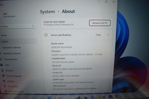 HP Elitebook 830 G7 13.3" i5 10th Gen RAM 16GB SSD 512GB GradeB+ laptop SKU11334 - Image 11
