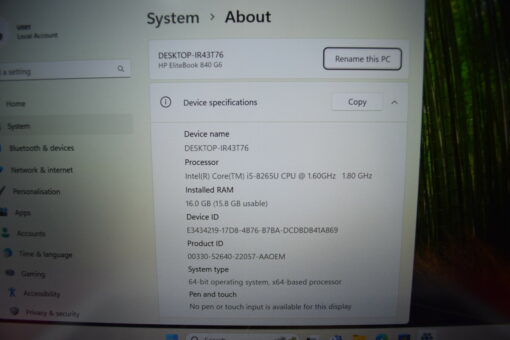 HP Elitebook 840 G6 14" i5 8th Gen RAM 16GB SSD 512GB GradeB+ 11425 - Image 11