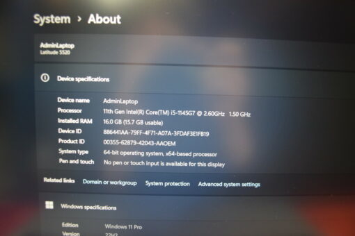Dell Latitude 5520 15.6" i5 11th gen SSD 512GB RAM 16GB GradeB+ SKU11423 - Image 11