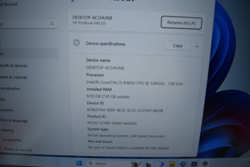 HP Probook 640 G5 14" i5 8th gen SSD 256GB RAM 8GB Grade B laptop SKU11452 - Image 11