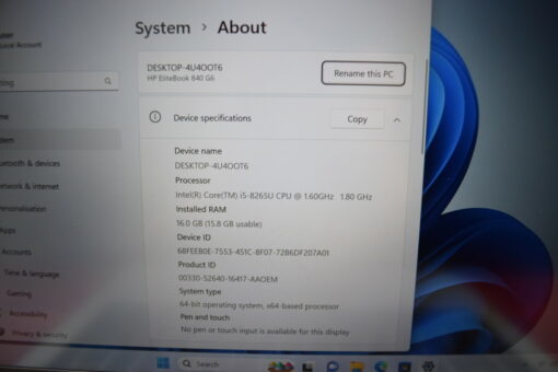 HP Elitebook 840 G6 14" i5 8th Gen RAM 16GB SSD 512GB GradeA- 11447 - Image 11