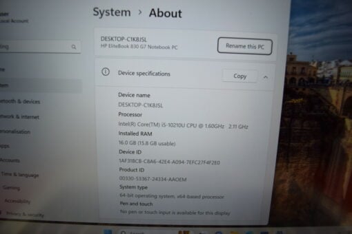 HP Elitebook 830 G7 13.3" i5 10th Gen RAM 16GB SSD 512GB GradeA- laptop SKU11428 - Image 14