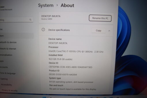 Dell Vostro 5490 14'' i7 10th gen 512 GB SSD 16 GB RAM NVIDIA GradeB- laptop SKU11424 - Image 18