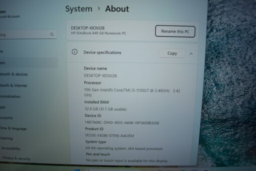 HP Elitebook 840 G8 14" i5 11th gen RAM 32GB SSD 512GB warranty Grade A- 11504 - Image 11