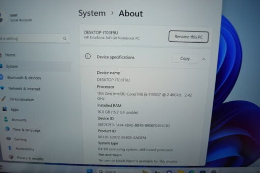 HP Elitebook 840 G8 14" i5 11th gen RAM 16GB SSD 512GB warranty laptop SKU11526 - Image 11