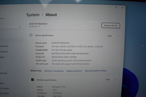 Microsoft Surface Pro7+ i5 11th Gen 12.3" SSD 256GB RAM 16GB Grade A- SKU11478 - Image 14