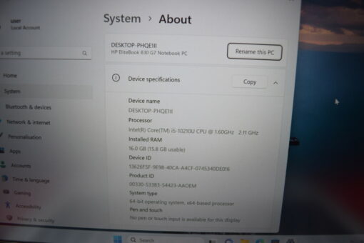 HP Elitebook 830 G7 13.3" i5 10th Gen RAM 16GB SSD 512GB GradeB+ laptop SKU11480 - Image 11