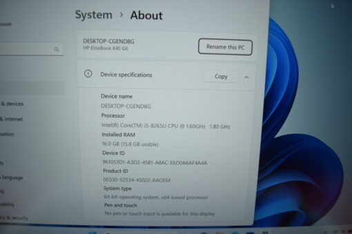 HP Elitebook 840 G6 14" i5 8th Gen RAM 16GB SSD 512GB GradeB- 11500 - Image 11