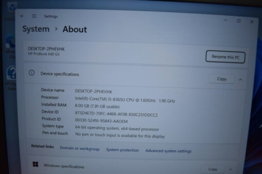 HP Probook 640 G5 14" i5 8th gen SSD 256GB RAM 8GB Grade B laptop SKU11510 - Image 11