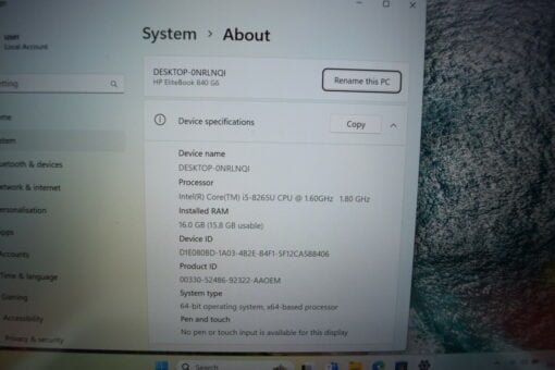 HP Elitebook 840 G6 14" i5 8th Gen RAM 16GB SSD 512GB GradeB 11502 - Image 11
