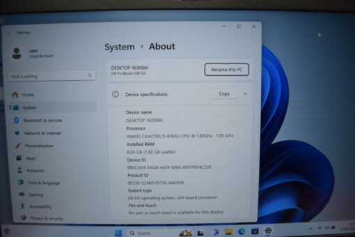 HP Probook 640 G5 14" i5 8th gen SSD 256GB RAM 8GB Grade B+ laptop SKU11475 - Image 11