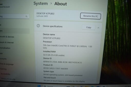 Dell Latitude 5420 14'' i5 11th gen RAM 32GB SSD 1TB Grade A- SKU11492 - Image 14