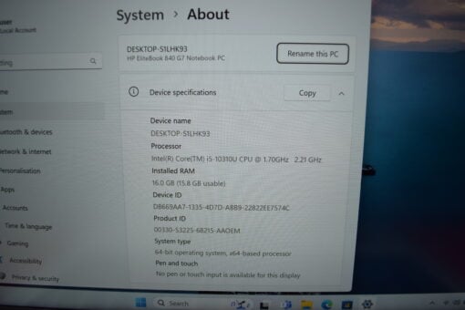 HP Elitebook 840 G7 14" i5 10th Gen SSD 512GB RAM 16GB Grade A- 11544 - Image 13