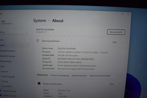 Microsoft Surface Pro7+ i5 11th Gen 12.3" SSD 256GB RAM 16GB Grade A- SKU11573 - Image 11