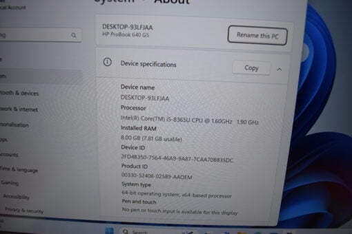 HP Probook 640 G5 14" i5 8th gen SSD 256GB RAM 8GB laptop SKU11541 - Image 11