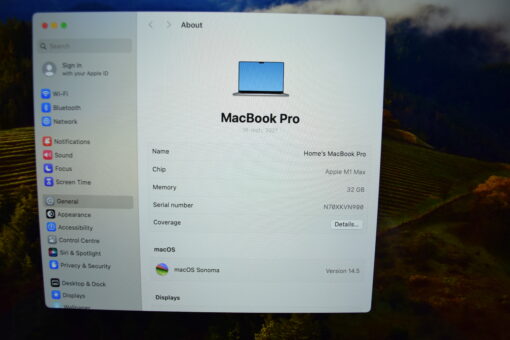 Apple MacBook Pro M1 Max 16" 2021 A2485 RAM 32GB 10 CORES CPU / 24 CORES GPU SSD 512GB laptop SKU11576 - Image 10