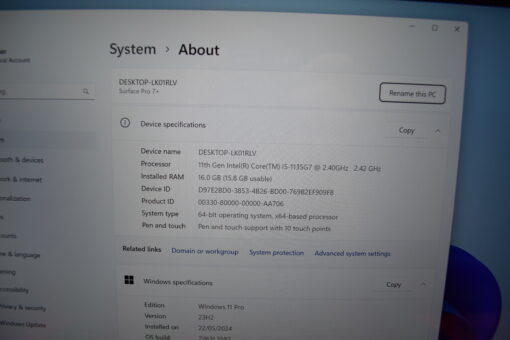 Microsoft Surface Pro7+ i5 11th Gen 12.3" SSD 256GB RAM 16GB Grade A- SKU11574 - Image 11