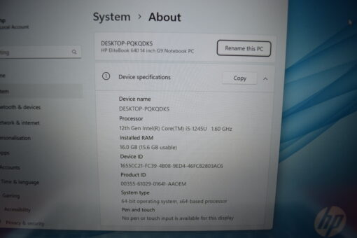 HP EliteBook 640 G9 14" i5 12th gen RAM 16GB SSD 512GB laptop SKU11513 - Image 11
