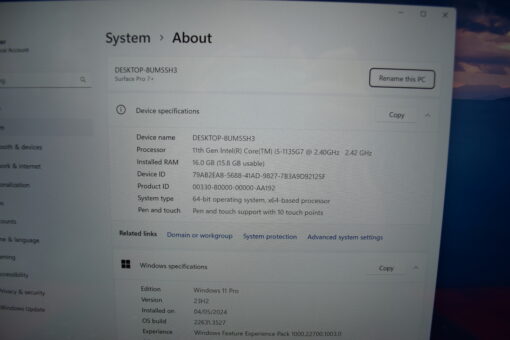 Microsoft Surface Pro7+ i5 11th Gen 12.3" SSD 256GB RAM 16GB Grade A- SKU11543 - Image 11