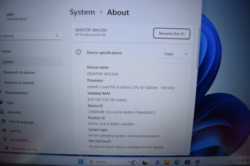 HP Elitebook 830 G6 13" i5 8th gen SSD 256GB RAM 8GB  GradeB+ laptop 11539 - Image 11