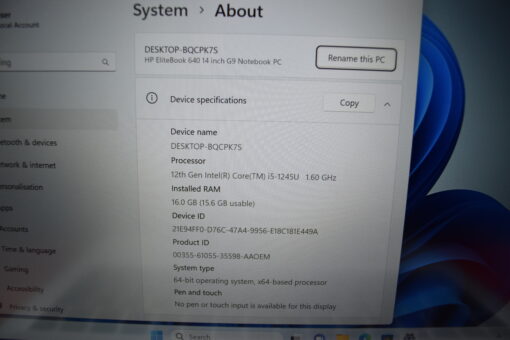HP EliteBook 640 G9 14" i5 12th gen RAM 16GB SSD 512GB laptop SKU11575 - Image 11