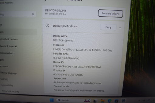 HP Elitebook 840 G5 14" i5 8th gen RAM 16GB SSD 512GB Laptop 11651 - Image 11
