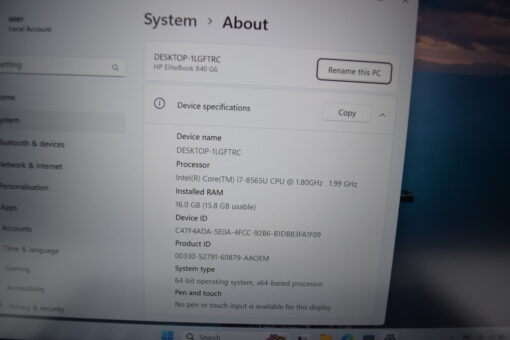 HP Elitebook 840 G6 14" i7 8th Gen RAM 16GB SSD 512GB Laptop SKU11660 - Image 11