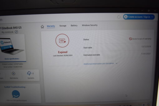 HP Elitebook 840 G5 14" i5 8th gen RAM 16GB SSD 512GB Laptop 11651 - Image 14