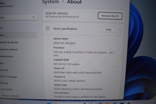 HP Probook 640 G8 14" i5 11th gen RAM 16GB SSD 256GB warranty laptop SKU11605 - Image 11